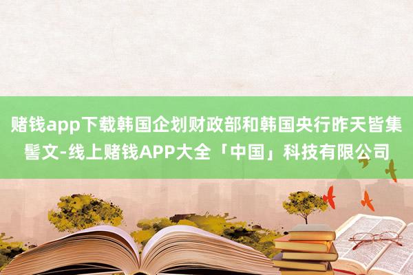 赌钱app下载韩国企划财政部和韩国央行昨天皆集髻文-线上赌钱APP大全「中国」科技有限公司